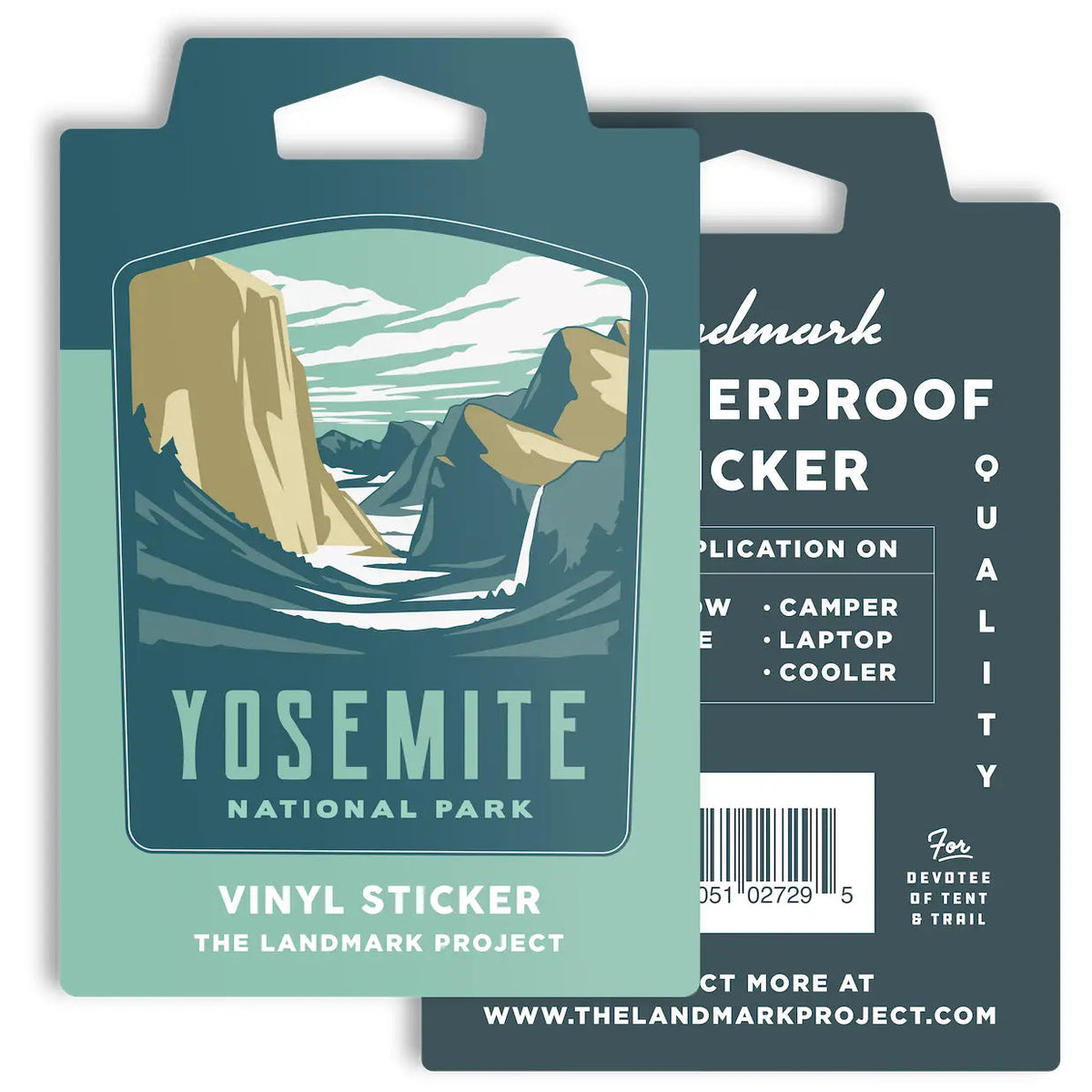 Yosemite National Parks Sticker by The Landmark Project shows a scenic illustrated Yosemite landscape with signature branded design.