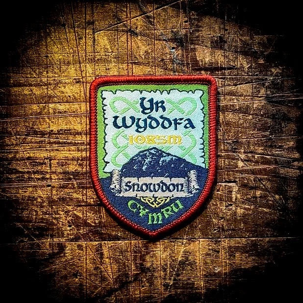 Forager Provisions LTD embroidered Yr Wyddfa Snowdon mountain patch with Welsh dragon and Celtic knotwork details.
